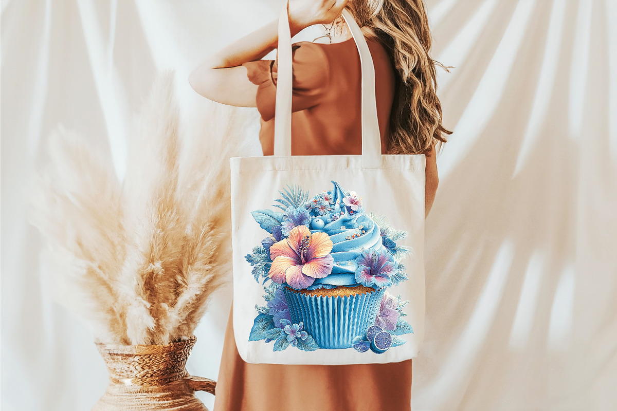 Watercolor Summer Cupcake Clipart, an Illustration by designcity5 (Photo 3 of 5)