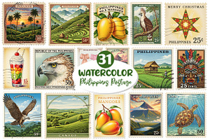 Philippines Postage Stamps Clipart, an Illustration by Dream Creation