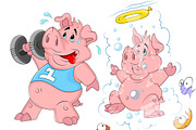 Cartoon Pig Vector 2, an Animal Illustration by TrueMitra Designs (Thumbnail 1 of 4)