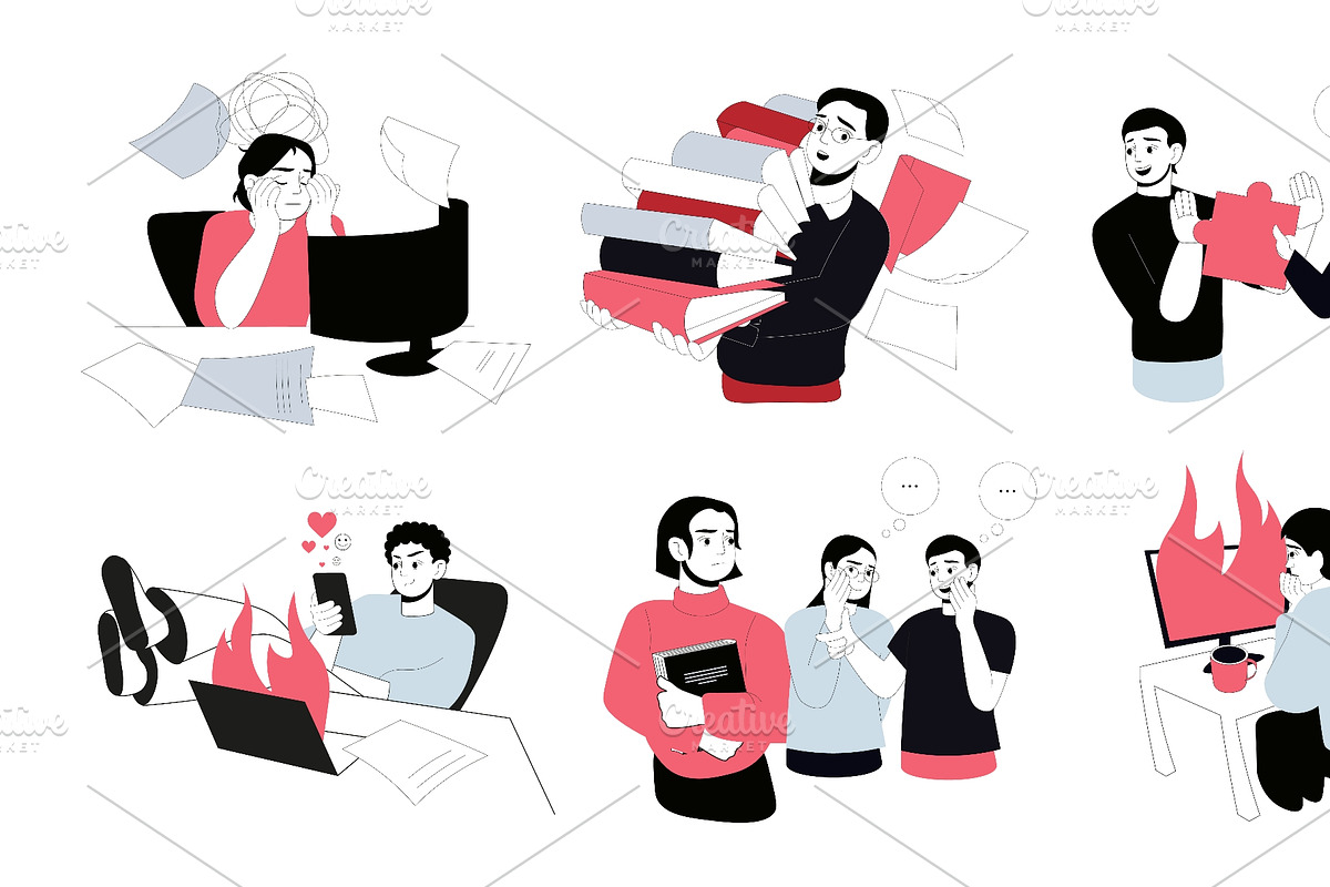 Office Problems Flat Illustrations, a Finance Illustration by alexdndz (Photo 3 of 3)