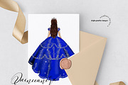 Elegant Royal Blue Princess Clipart, a Graphic by Sunflower Day Love (Thumbnail 2 of 2)