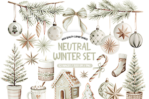 Neutral Winter Clipart Collection, an Illustration by TatiMockup