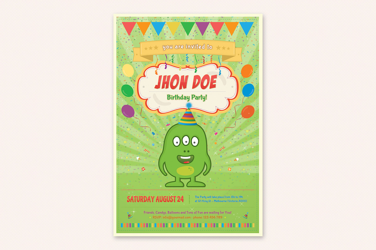 Kids Birthday Party Flyer - Vol 02, a Flyer Template by Sargatal (Photo 6 of 7)