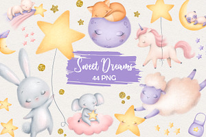 Baby Animals Good Night Clipart