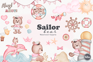 Sailor Bear - Cute clipart set