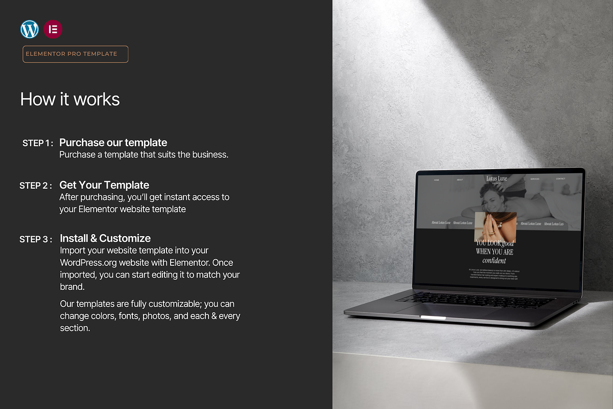 Dark Luxury Salon & Spa Template, a WordPress Template by Web Template Market (Photo 5 of 9)
