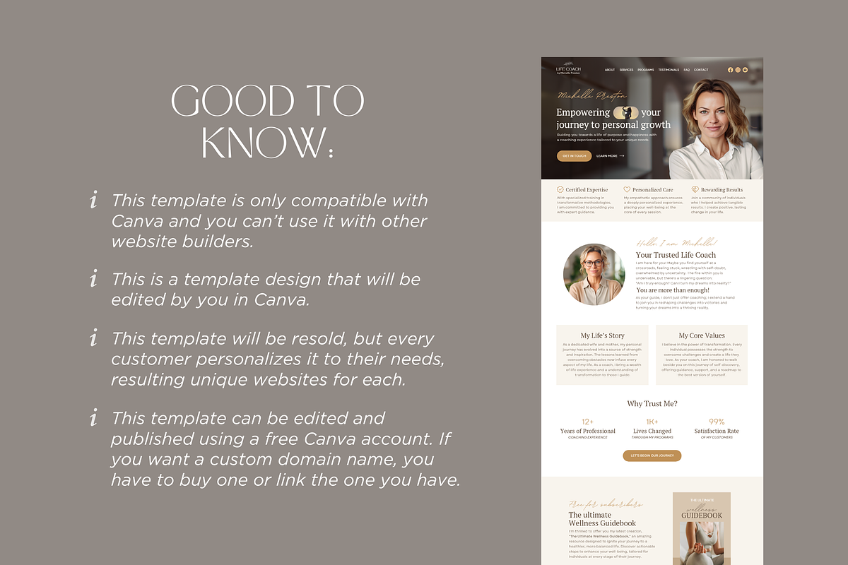 Life Coach Website Template Canva, a Landing Page Template by vectorocean (Photo 11 of 11)
