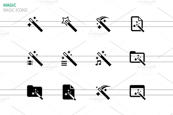 Magician Icons Isolated On White Bac