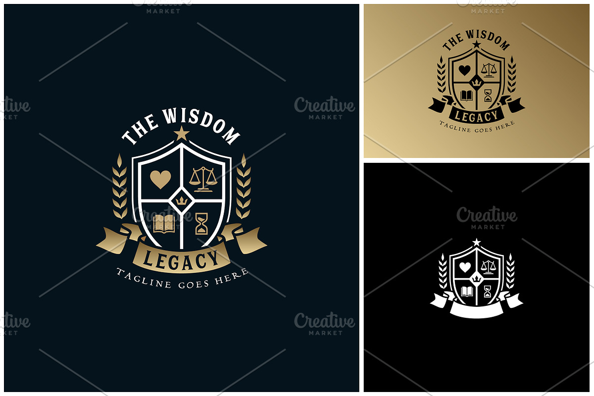 Wisdom Legacy Crest Shield Logo, a Branding & Logo Template by Enola99d