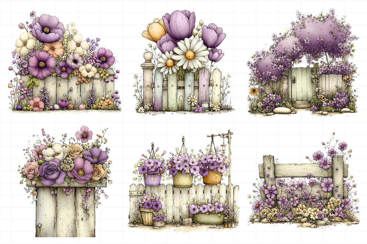 Spring Fence & Flower Clipart, an Illustration by Daily.Designs (Photo 7 of 8)
