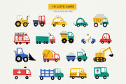 Happy Cars – Kids Clipart Set, a Transportation Illustration by Irina Ostapenko (Thumbnail 2 of 11)