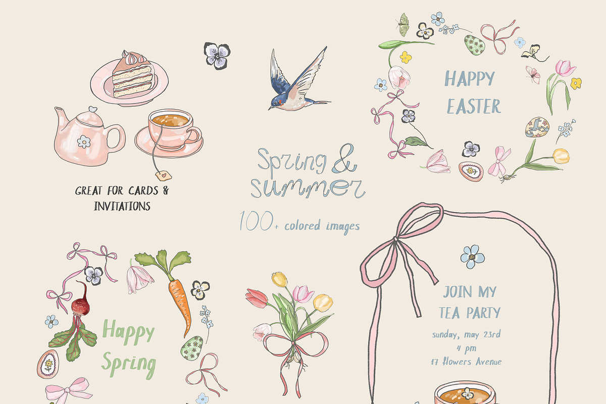 Spring Summer Easter Illustrations, an Object Graphic by whiteheartdesign (Photo 4 of 14)