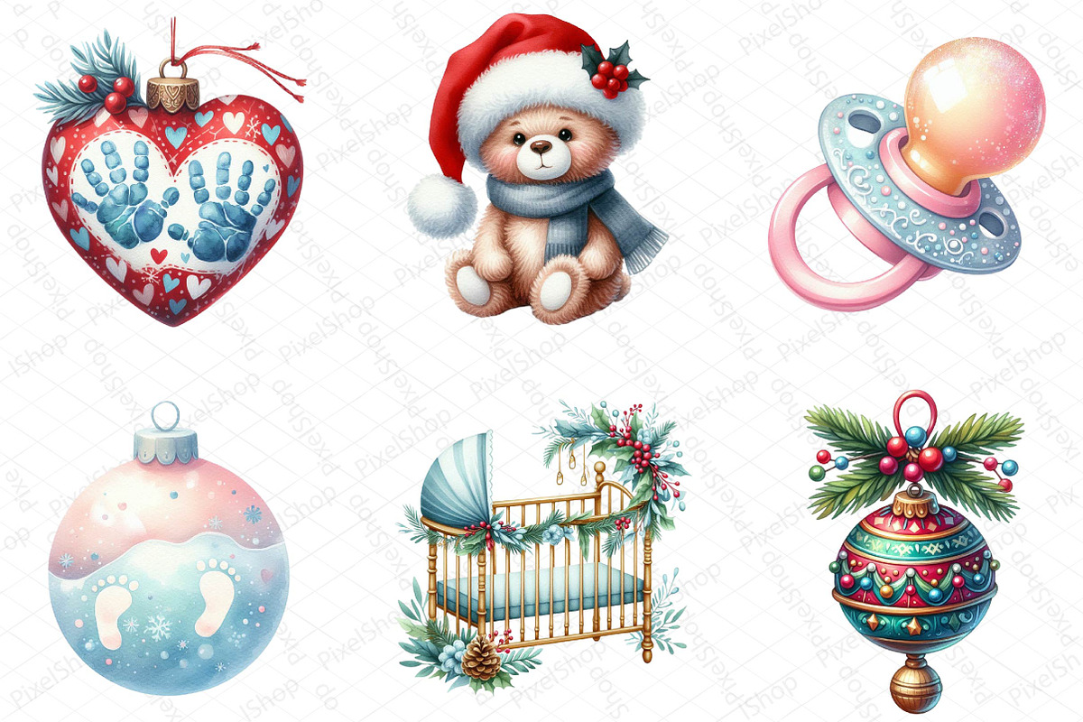 Baby’s 1st Christmas Festive Clipart, an Illustration by DreamPrint404 (Photo 2 of 4)