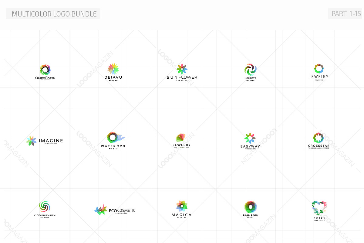 45 Multicolor Logos Bundle, a Branding & Logo Template by LogoBuy (Photo 2 of 25)