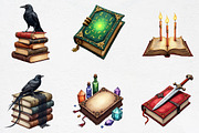 Gothic Fantasy Books Clipart, an Illustration by CrexoraLab (Thumbnail 2 of 5)