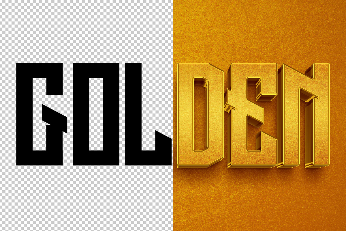 Golden 3D editable text effect, a Layer Style Add-On by Hello Muh (Photo 2 of 2)