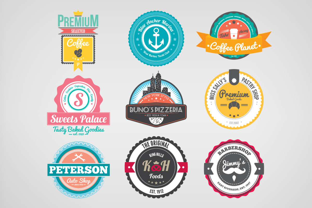 Retro Colorful Badges, a Branding & Logo Template by Graphicdome (Photo 3 of 4)