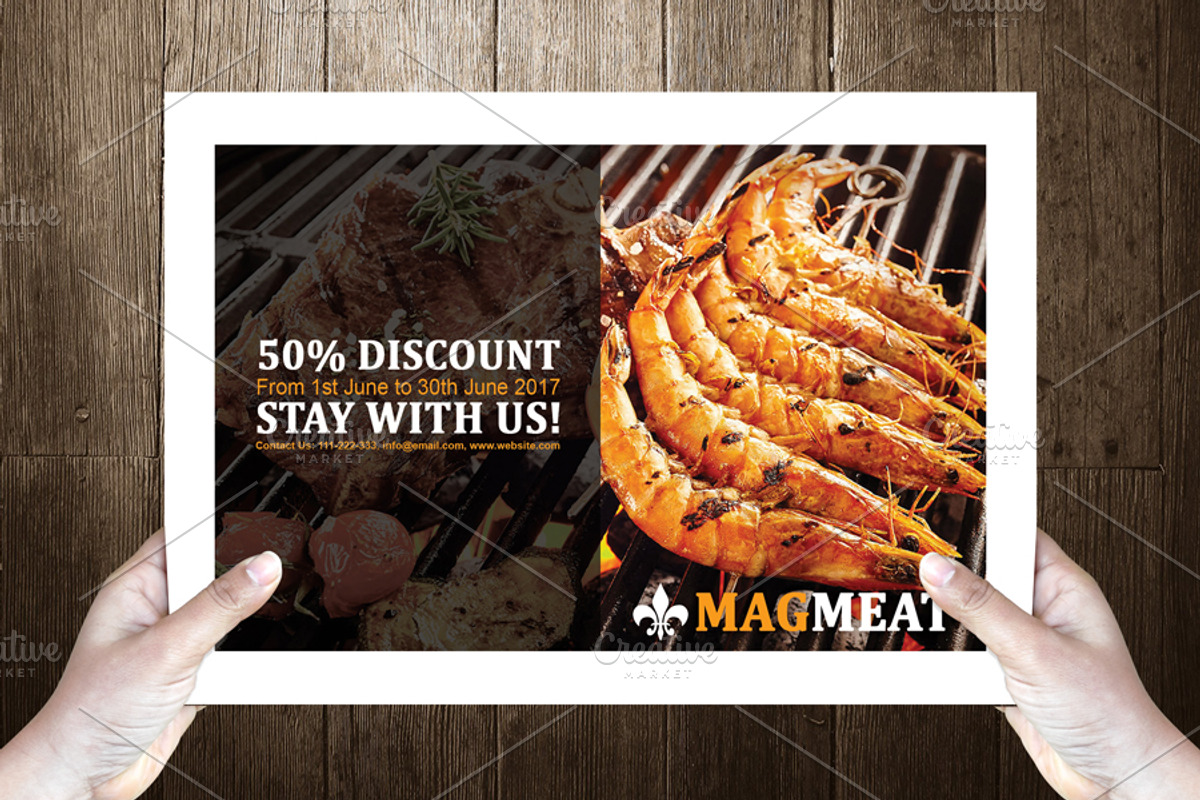 Grillelo Post Card Template Design, a Card Template by Dueza.Com