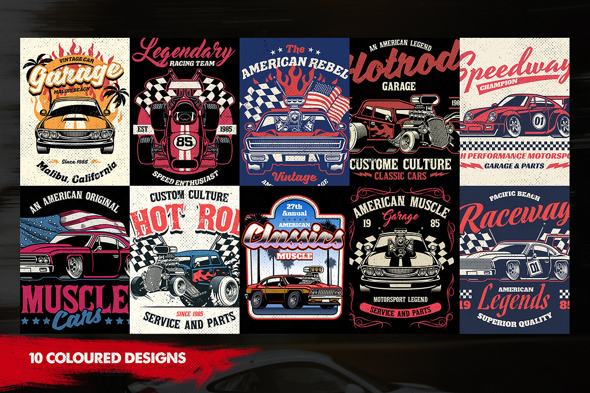 Racing Car T-shirt Design Collection, an Object Graphic by bazzier_graphik (Photo 2 of 5)