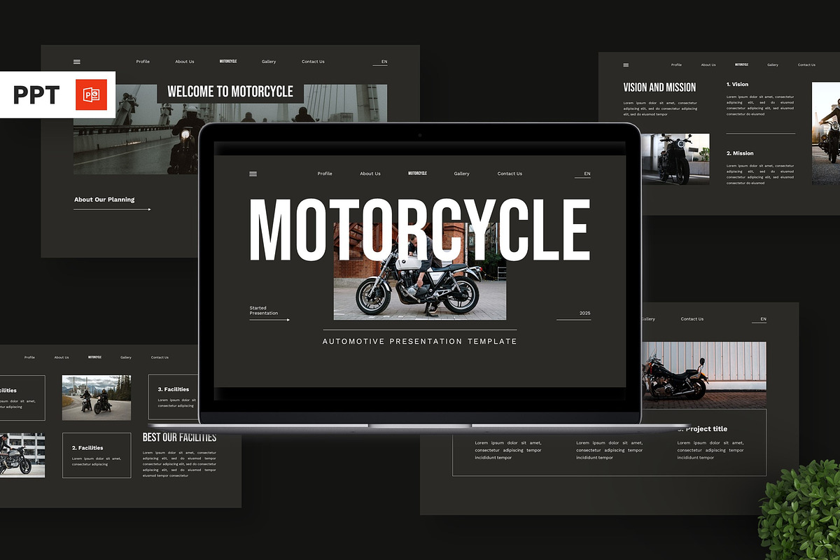 Motorcycle - Automotive Powerpoint, a Presentation Template by Deepslide Studio (Photo 1 of 6)