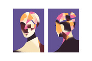 Abstract geometric woman faces cards, a Decorative Illustration by PaperTrident (Thumbnail 2 of 3)