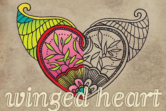 Vector & Bitmap Winged Heart preview 5