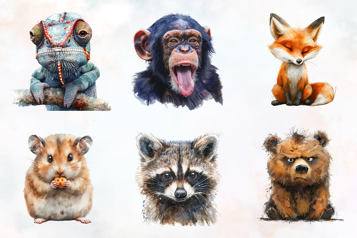 Cheeky Grumpy Animals Clipart, an Animal Illustration by RobertsArt (Photo 6 of 7)