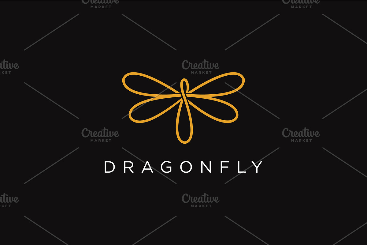 Abstract line art dragonfly logo, a Branding & Logo Template by DOMHOUZE