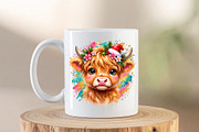 Cute Pink Christmas Highland Cow PNG, an Object Graphic by Zahyl Studio (Thumbnail 6 of 7)