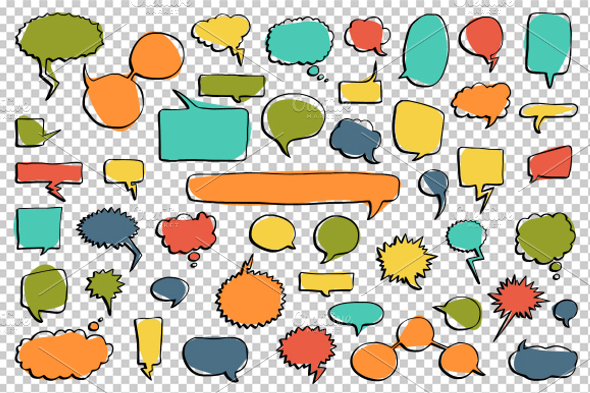 46 Hand Drawn Speech Bubbles Pack, an Illustration by Mantas Bac (Photo 2 of 5)