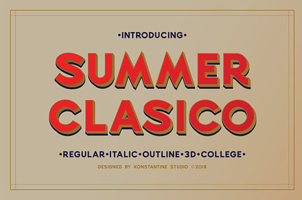 SUMMER CLASICO - Vintage Font, a Sans Serif Font by Konstantine Studio