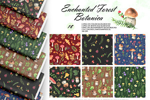 Watercolor Forest Seamless Patterns