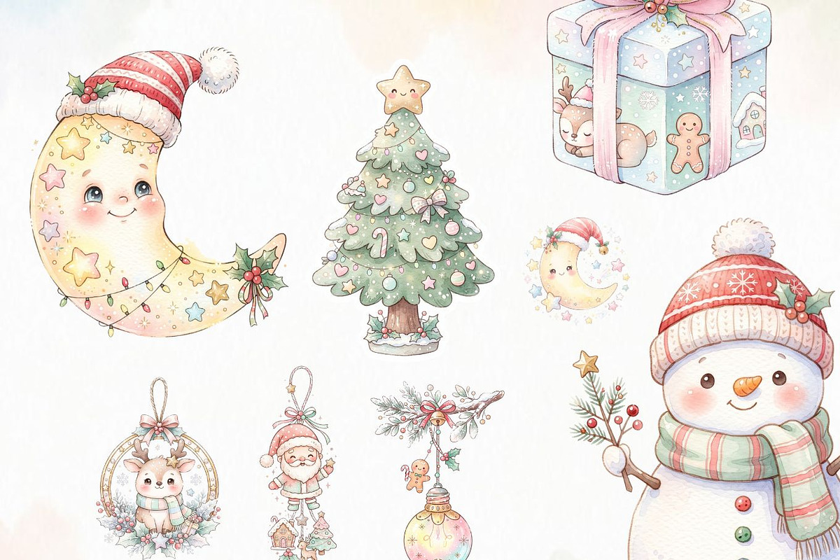 Cute Christmas PNG Clipart, a Decorative Illustration by Arslan (Photo 5 of 9)