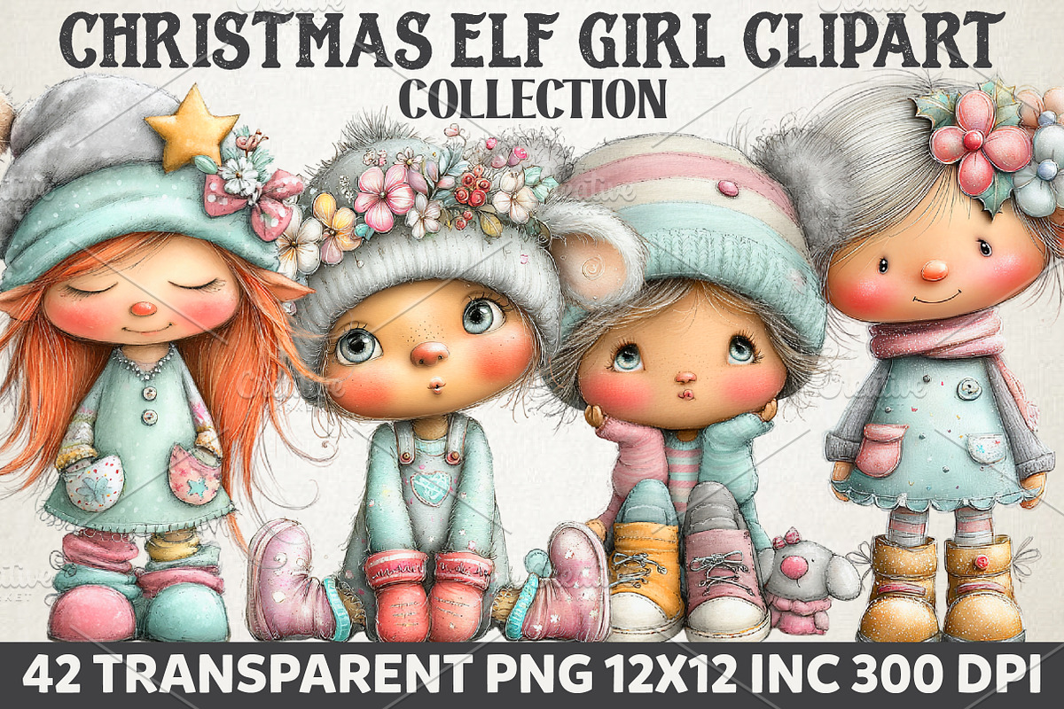 Christmas Elf Girl Clipart, an Illustration by RobertsArt (Photo 1 of 7)
