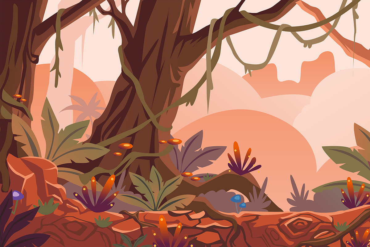 Jungle Fantasy 2D Game Background, a Decorative Illustration by Vowx Studios (Photo 2 of 3)