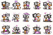 Valentine Romantic Cat Couple Clipar, an Illustration by OK Design (Thumbnail 3 of 6)