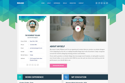 Personal CV/Resume HTML Template, a Landing Page Template by CodexCoder Themes