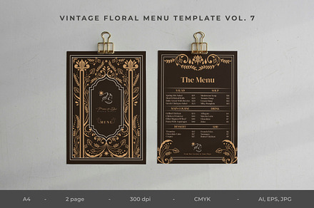 Vintage Floral Menu Vol.7