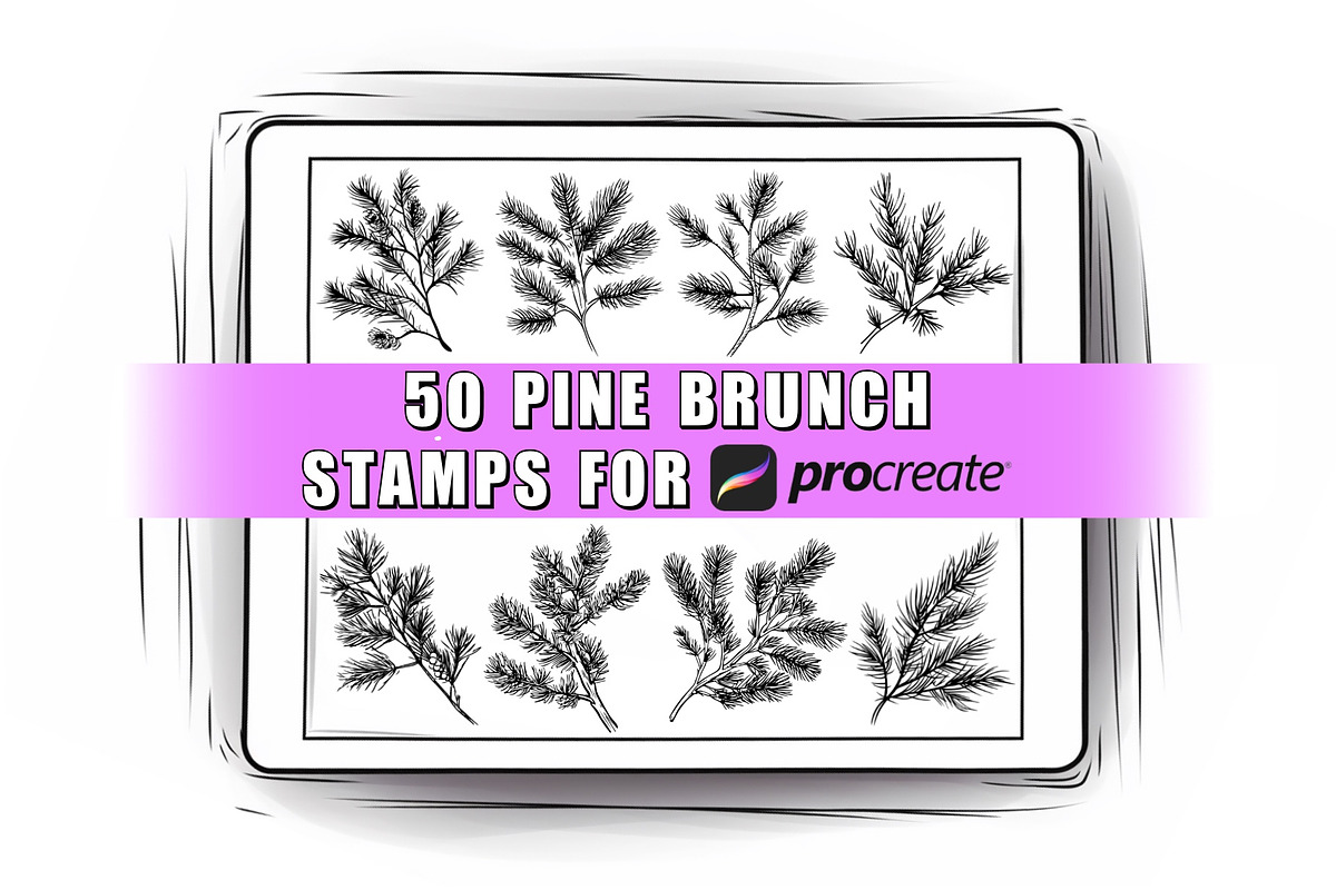 50 Pine brunch Procreate Stamps, a Brush Add-On by Procreate Sale (Photo 1 of 6)