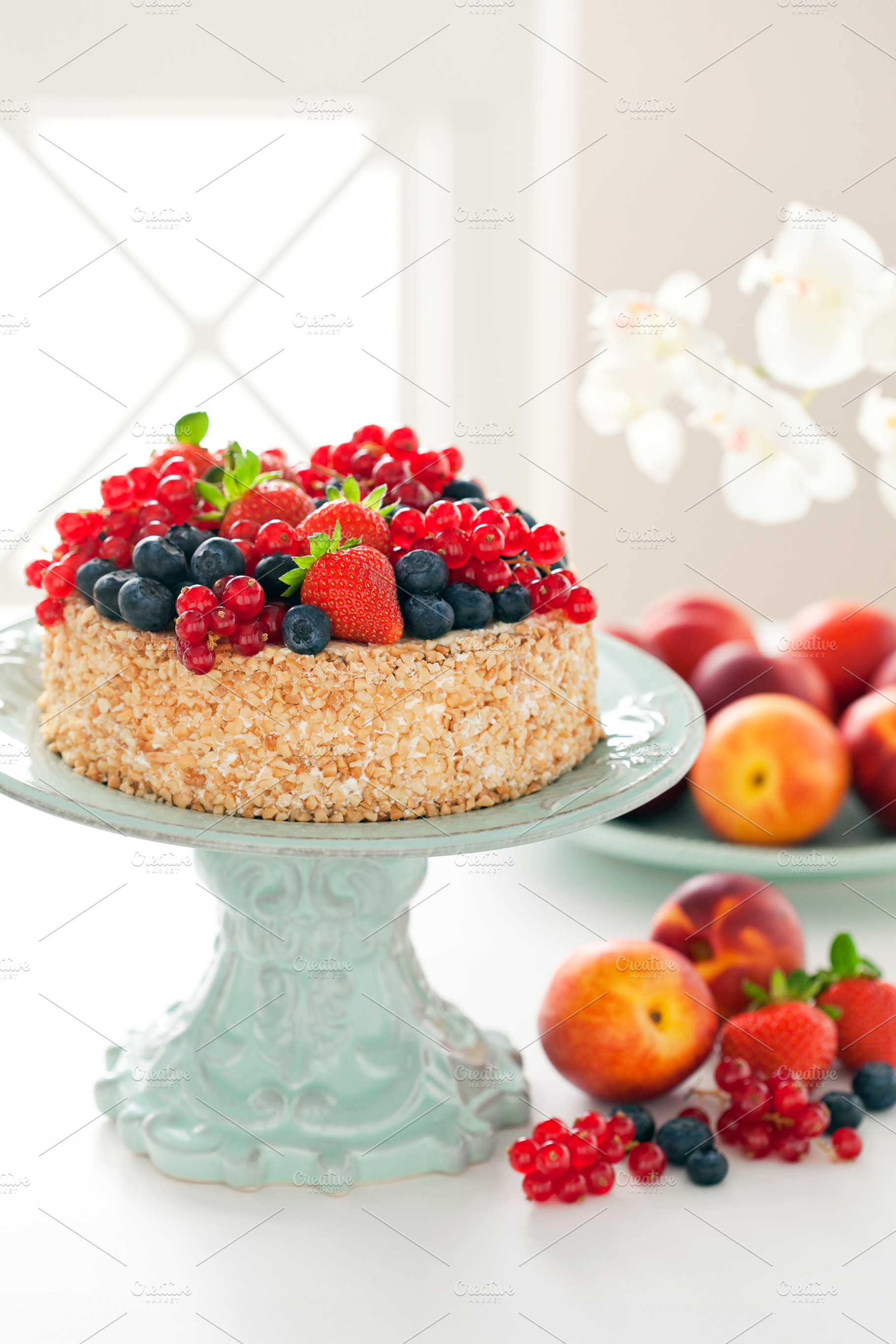 Homemade cake containing baking, berry, and cake