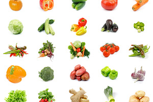 Collection of raw vegetables containing collection, raw, and vegetables