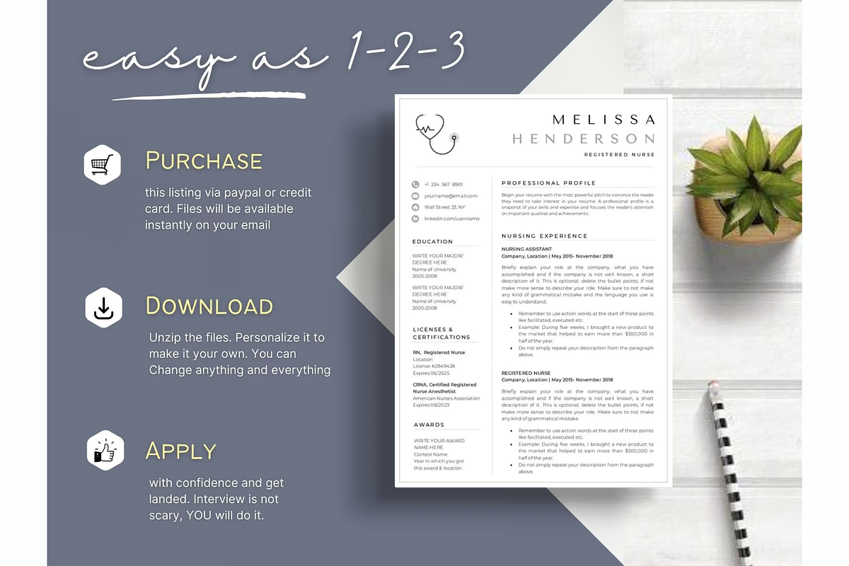 Registered nurse resume template, cv, a Resume Template by Climbwithelevator (Photo 7 of 11)