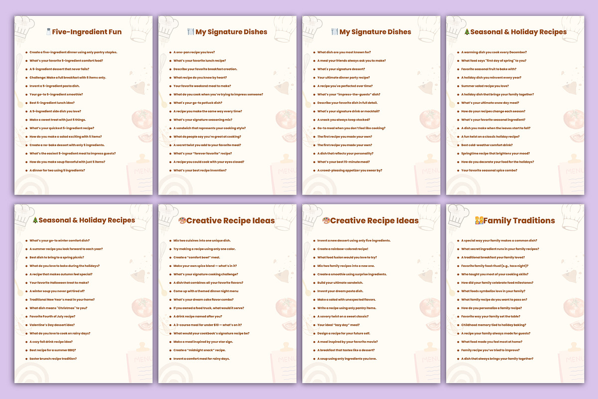 300 Recipe Journal Prompts preview 3