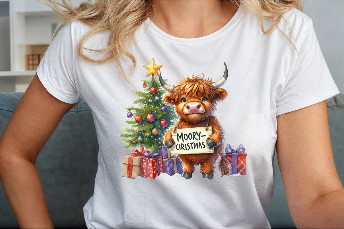 Moo-ry Christmas Cow PNG, an Illustration by Sublimation Artist (Photo 7 of 9)