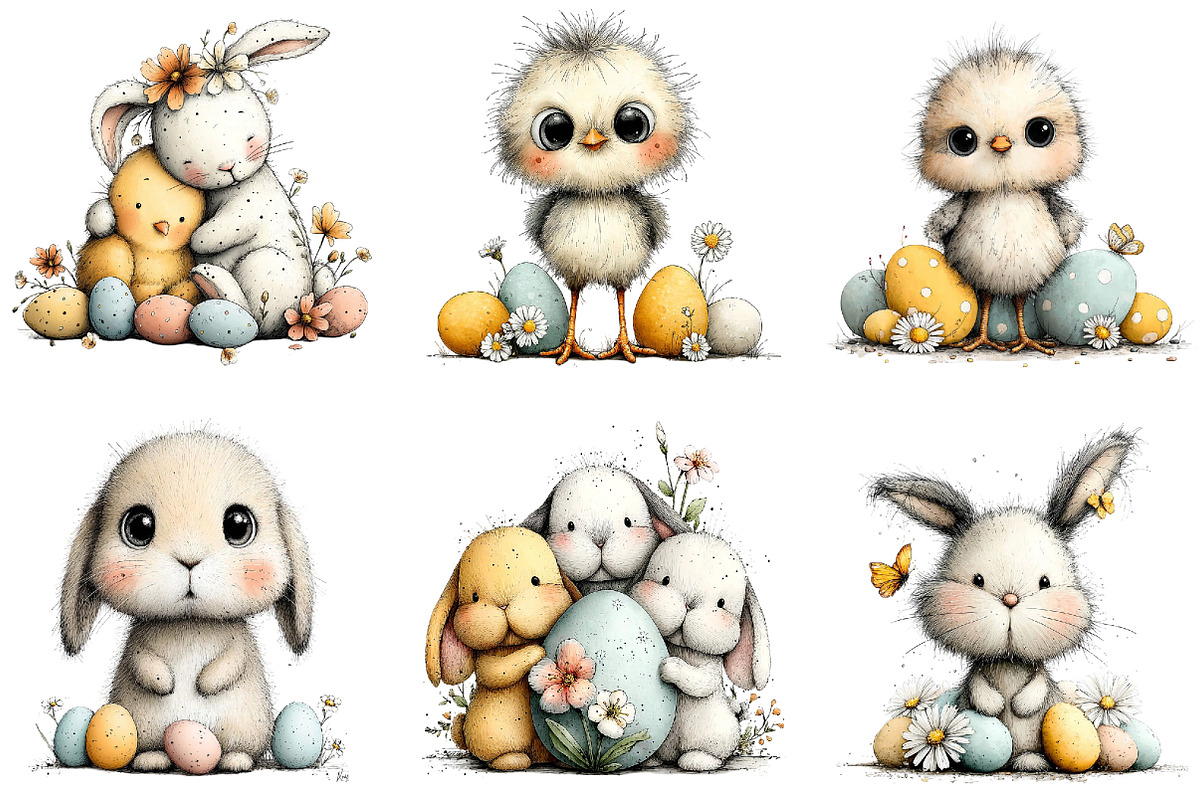 Whimsical Happy Easter Clipart, an Illustration by Sublimation Artist (Photo 7 of 7)