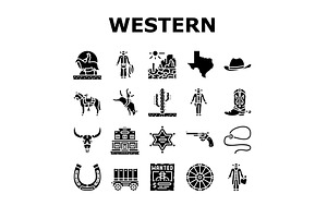 Western Cowboy And Sheriff Man Icons, an Industrial Photo by pikepicture