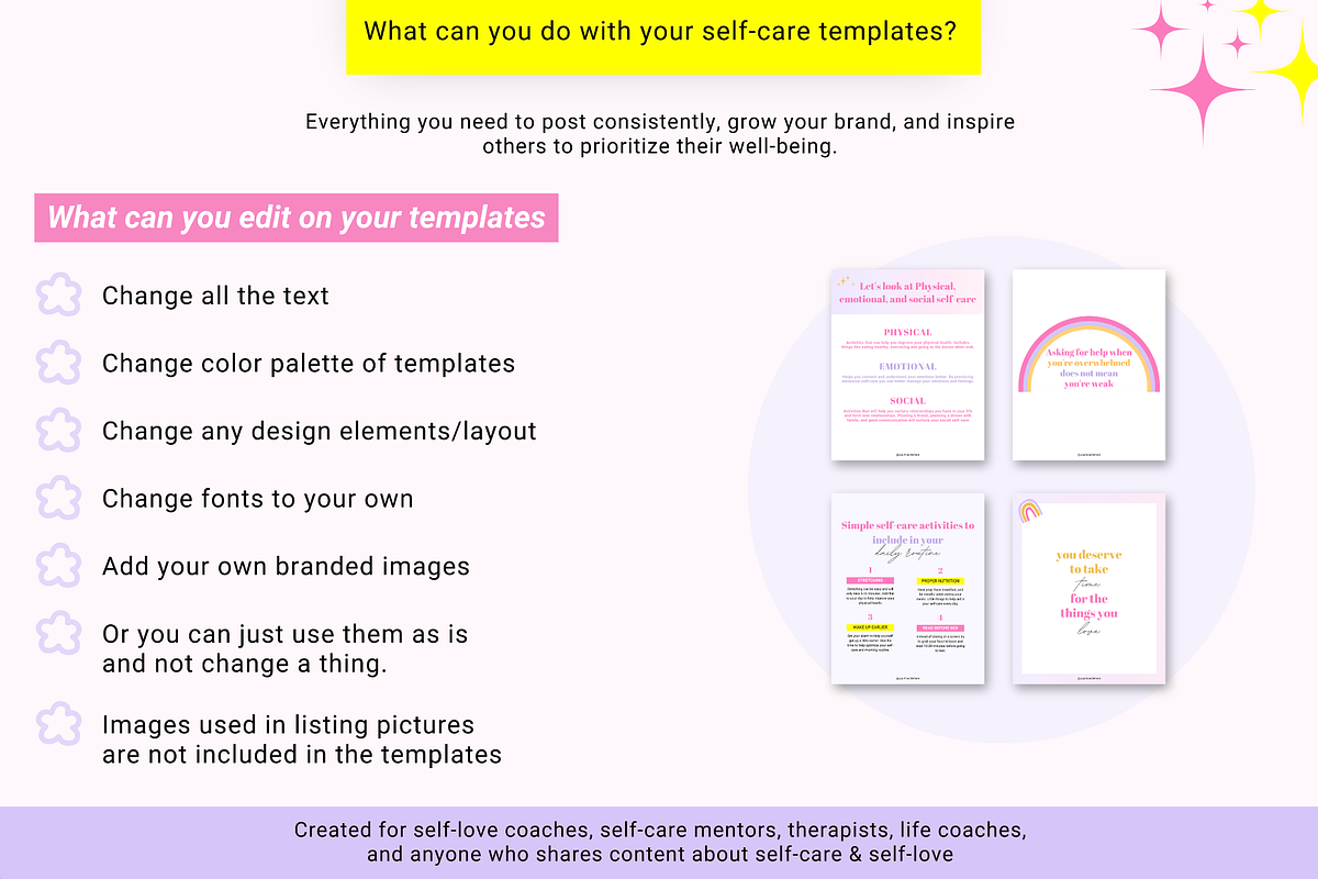Self-care Instagram Canva templates, a Templates & Theme by Cate Creates (Photo 6 of 7)