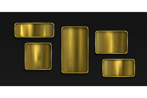 Golden metal tag badge with brushed, an Object Illustration by art PVP - market
