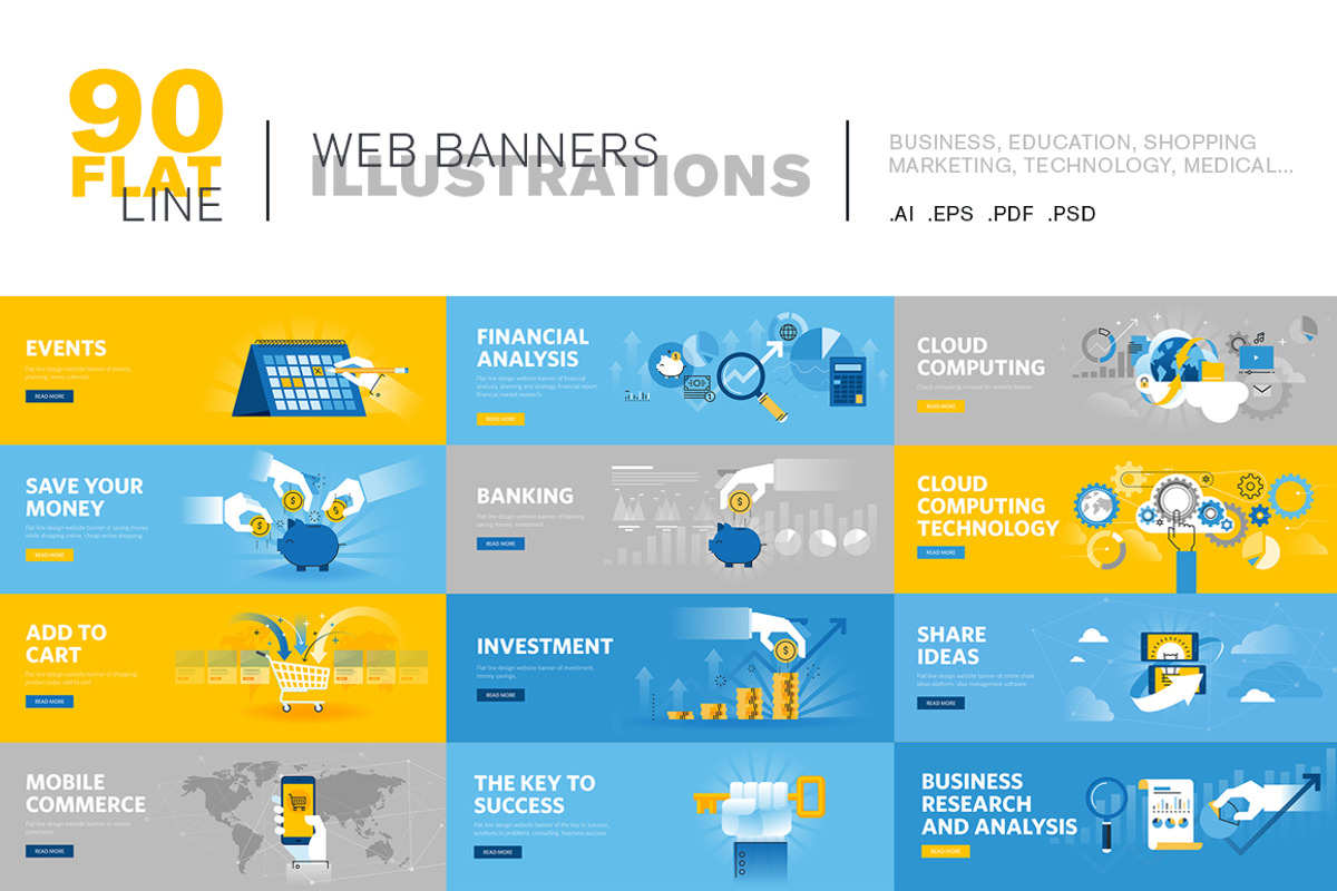 Flat Line Web Banners, a Templates & Theme by PureSolution (Photo 1 of 3)