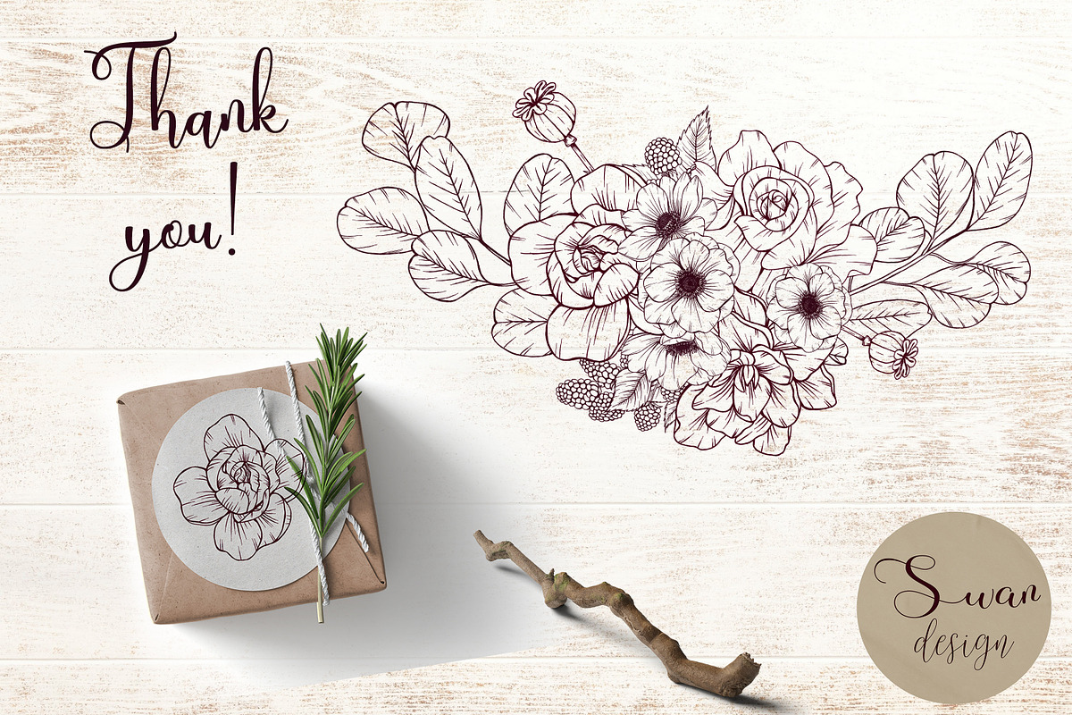 Elegant vintage gardenia flowers png, a Decorative Illustration by Mrs.Swan_Design (Photo 7 of 7)
